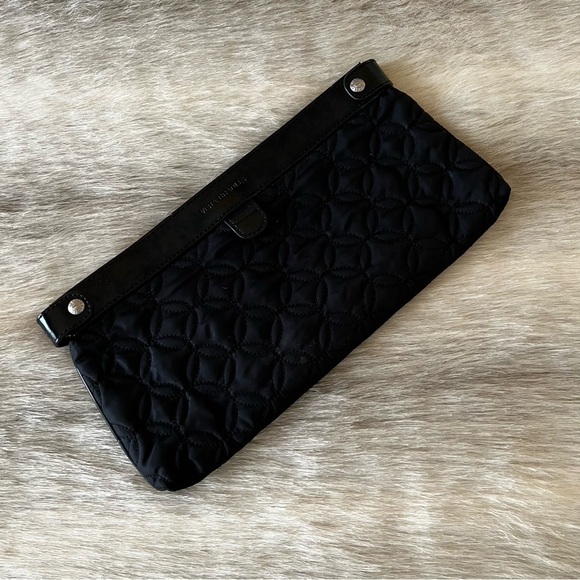 VERA BRADLEY Caviar Black Midnight Clutch Handbag Patient Leather Microfiber - Picture 1 of 13